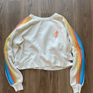 AVIATOR NATION CROPPED CREWNECK LIGHTWEIGHT OG SWEATSHIRT CLASSIC BOLT